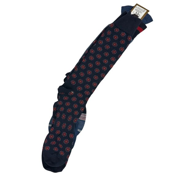 Roundtree & Yorke Gold Label Big Man Socks 13-16 Navy/Patterned 3-Pack - Picture 1 of 5